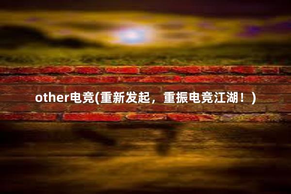 other电竞(重新发起，重振电竞江湖！)