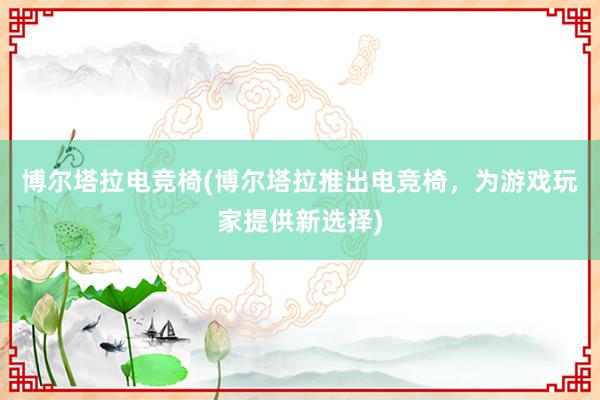 博尔塔拉电竞椅(博尔塔拉推出电竞椅，为游戏玩家提供新选择)