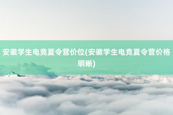 安徽学生电竞夏令营价位(安徽学生电竞夏令营价格明晰)