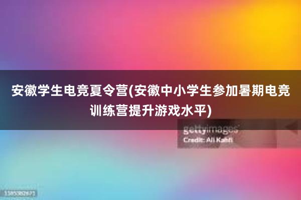 安徽学生电竞夏令营(安徽中小学生参加暑期电竞训练营提升游戏水平)