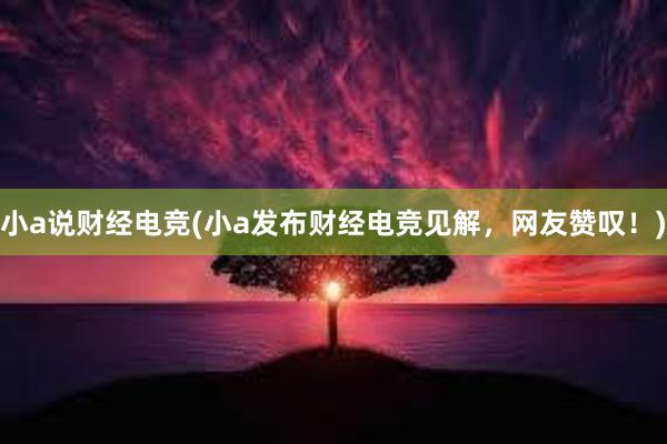 小a说财经电竞(小a发布财经电竞见解，网友赞叹！)