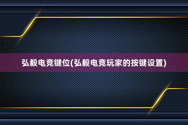 弘毅电竞键位(弘毅电竞玩家的按键设置)