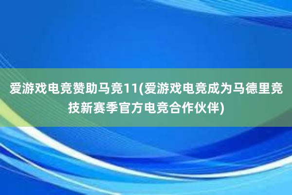 爱游戏电竞赞助马竞11(爱游戏电竞成为马德里竞技新赛季官方电竞合作伙伴)