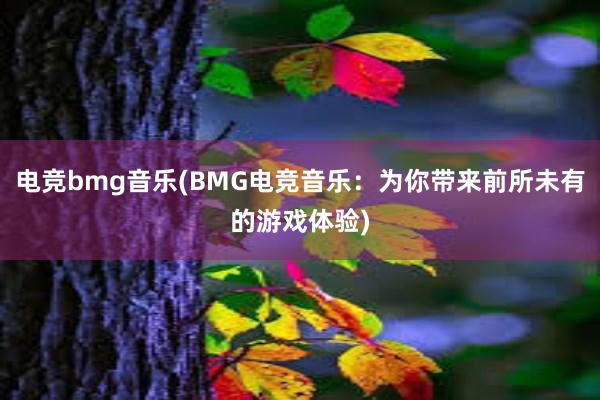 电竞bmg音乐(BMG电竞音乐：为你带来前所未有的游戏体验)