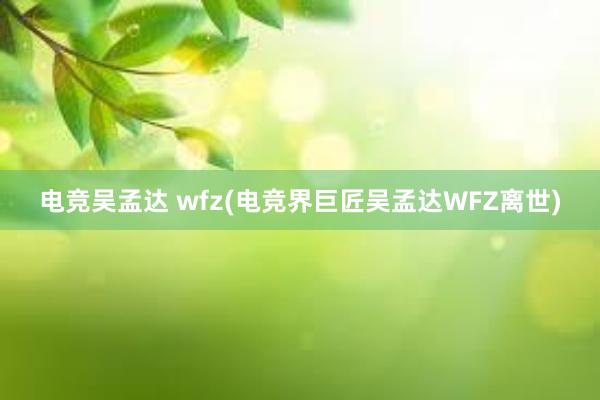 电竞吴孟达 wfz(电竞界巨匠吴孟达WFZ离世)