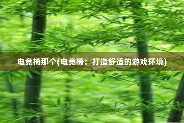 电竞椅那个(电竞椅：打造舒适的游戏环境)