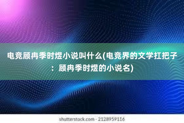 电竞顾冉季时煜小说叫什么(电竞界的文学扛把子：顾冉季时煜的小说名)