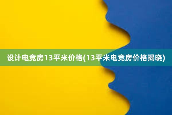 设计电竞房13平米价格(13平米电竞房价格揭晓)