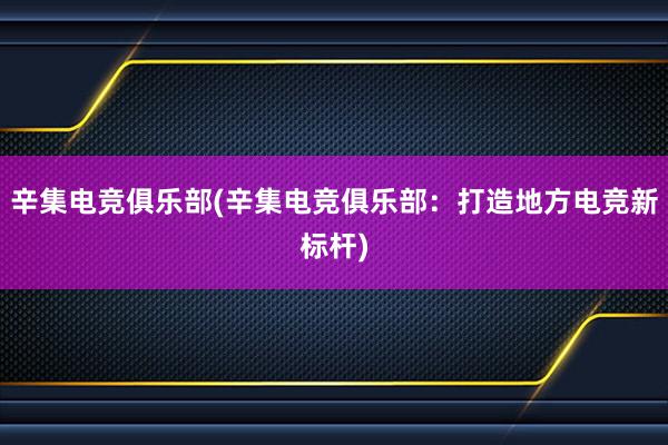 辛集电竞俱乐部(辛集电竞俱乐部：打造地方电竞新标杆)