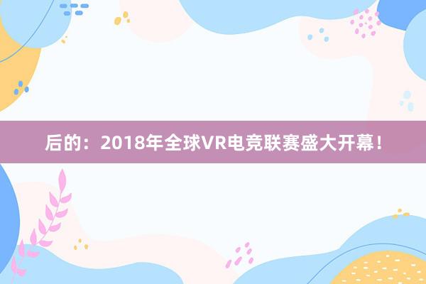 后的：2018年全球VR电竞联赛盛大开幕！