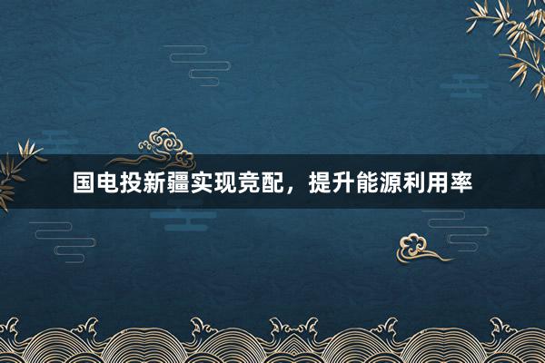 国电投新疆实现竞配，提升能源利用率