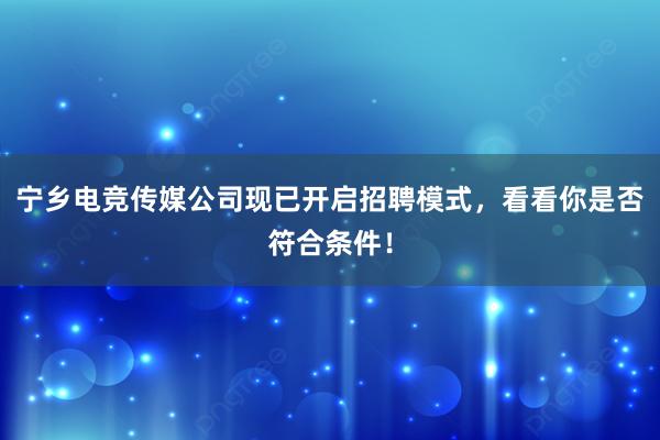 宁乡电竞传媒公司现已开启招聘模式，看看你是否符合条件！