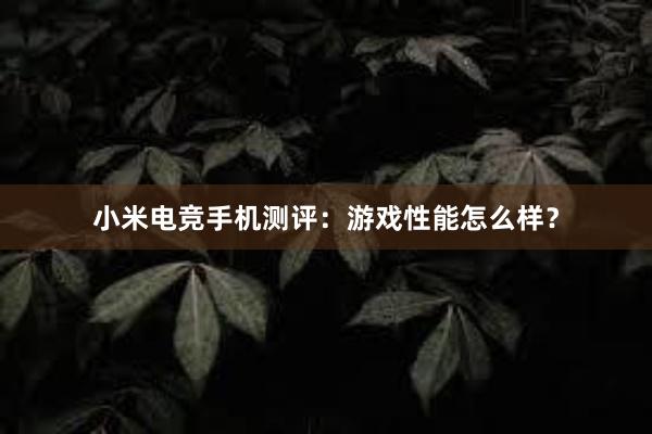 小米电竞手机测评：游戏性能怎么样？