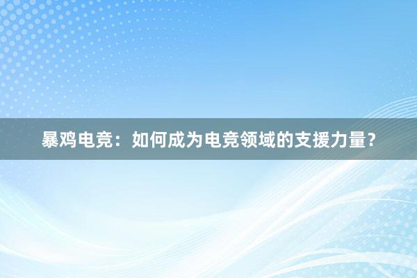 暴鸡电竞：如何成为电竞领域的支援力量？