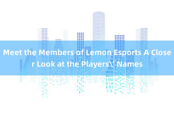 Meet the Members of Lemon Esports A Closer Look at the Players' Names