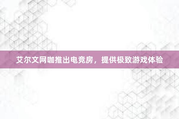 艾尔文网咖推出电竞房，提供极致游戏体验