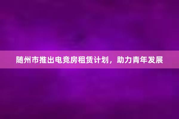 随州市推出电竞房租赁计划，助力青年发展