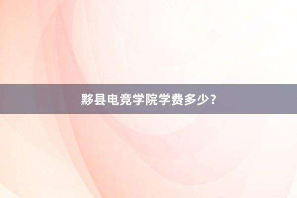 黟县电竞学院学费多少？